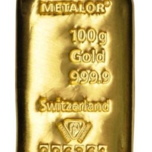 lingot d'or 100g metalor coulé